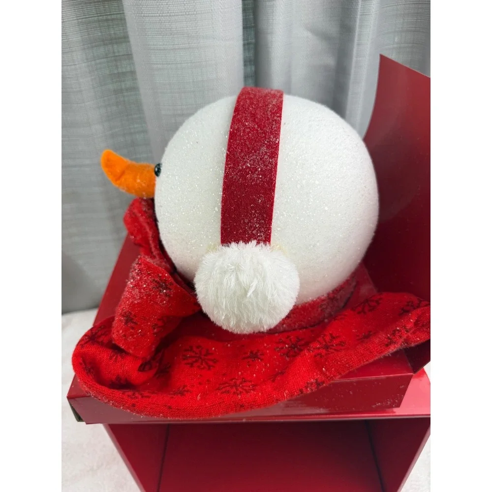 Belk Home Accents Snowlady Head Tree Topper Red Scarf Earmuffs 8.5in open box